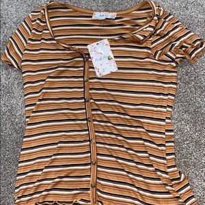 cute button down striped t shirt
